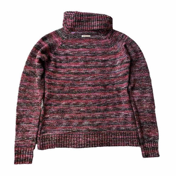 Columbia Sweater Sz M Red Turtleneck Stripe Outdoor Winter Hiking Casual Womens - Picture 5 of 9